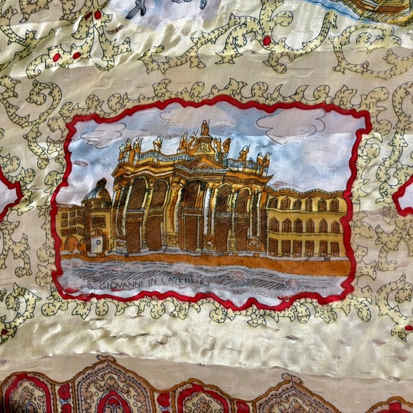 Vintage Italian Silk Scarf with Iconic Landmark Scenes in Italy size 38”x38” - Picture 10 of 16